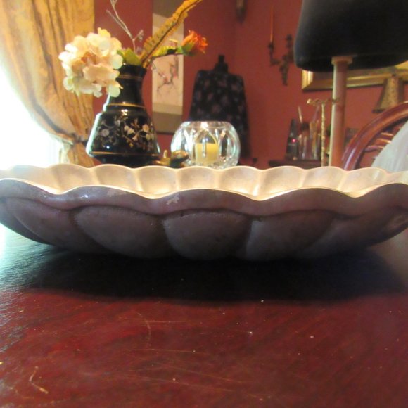 *Reduced* Vintage Hand Molded Pewter Scalloped Oval Platter - Picture 6 of 12